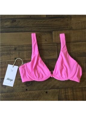 Maaji Aurora Pink Salsa Underwire Reversible Bikini Top Size Small